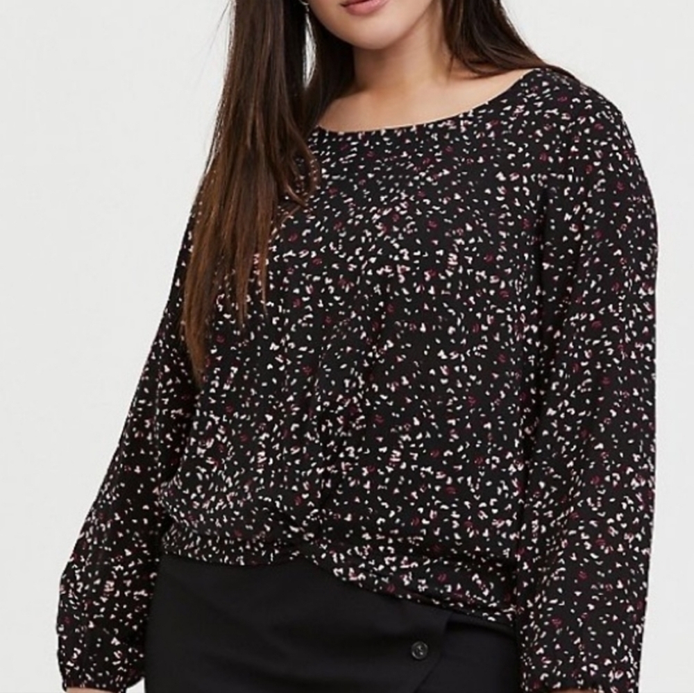Torrid Black & Pink Patterned Blouse